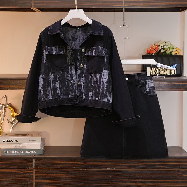 2021 spring denim plus size female of two torn suit pieces coat and a mini skirt matching clothes 79gd, Black
2021 spring denim plus size female of two torn suit pieces coat and a mini skirt matching clothes 79gd, Black