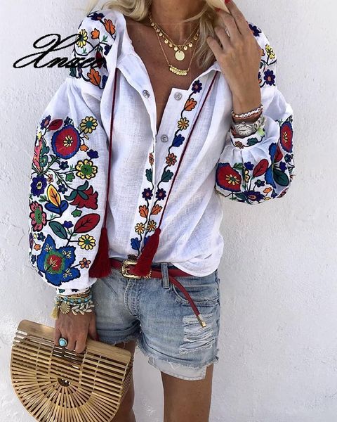 women's blouses & shirts women floral print lantern sleeve blouse bohemian style embroidery o-neck long fashion trends spring fall shir, White
women's blouses & shirts women floral print lantern sleeve blouse bohemian style embroidery o-neck long fashion trends spring fall shir, White