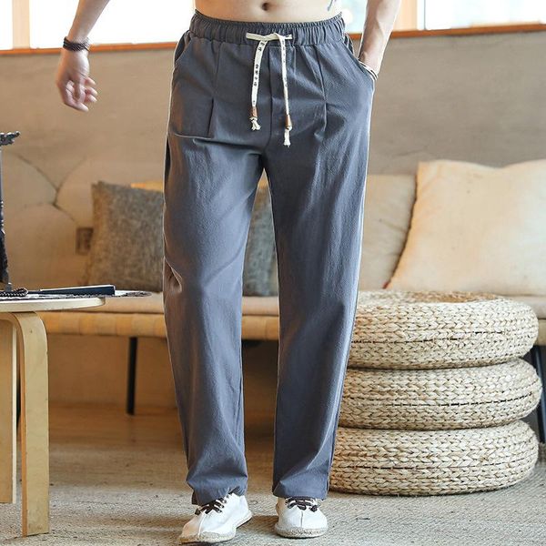 men's pants 2021 spring and summer chinese style cotton linen trousers casual plus size solid color straight, Black
men's pants 2021 spring and summer chinese style cotton linen trousers casual plus size solid color straight, Black