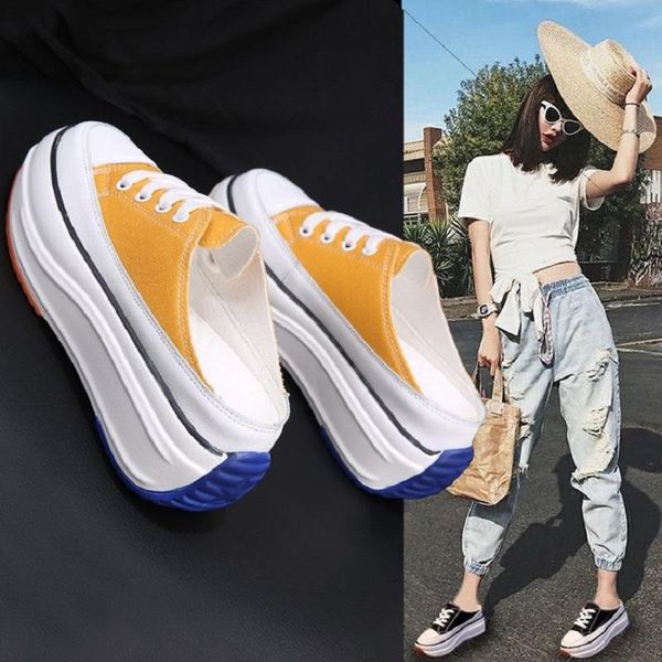 slippers 2021 summer half baotou without heel inside increase women's sneakers outdoor canvas walking shoes women, Black
slippers 2021 summer half baotou without heel inside increase women's sneakers outdoor canvas walking shoes women, Black