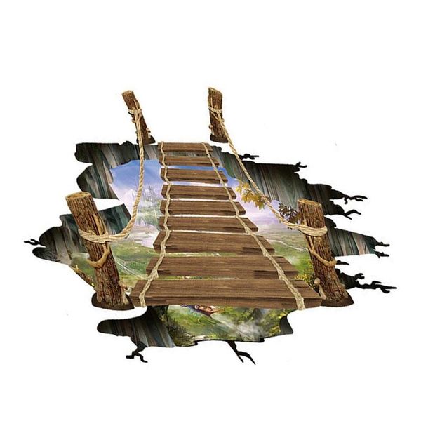 

wall stickers 3d floor suspension bridge sticker diy detachable waterproof self-adhesive art decoration 60x90cm