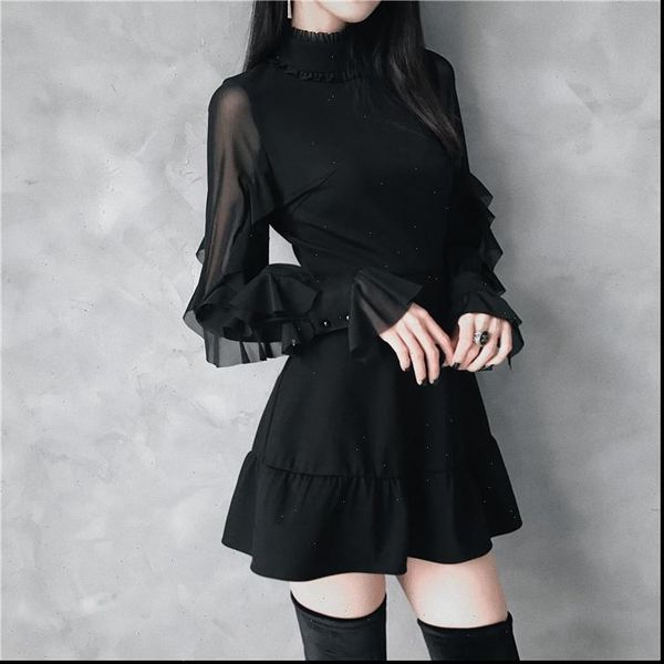 new arrival women spring autumn gothic punk mini dress long sleeve black dress fashion dresses female, Black;gray
new arrival women spring autumn gothic punk mini dress long sleeve black dress fashion dresses female, Black;gray
