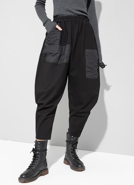 women's pants & capris 2021 spring and autumn harem fashion loose daddy personality splicing versatile slim leg casual, Black;white 
women's pants & capris 2021 spring and autumn harem fashion loose daddy personality splicing versatile slim leg casual, Black;white