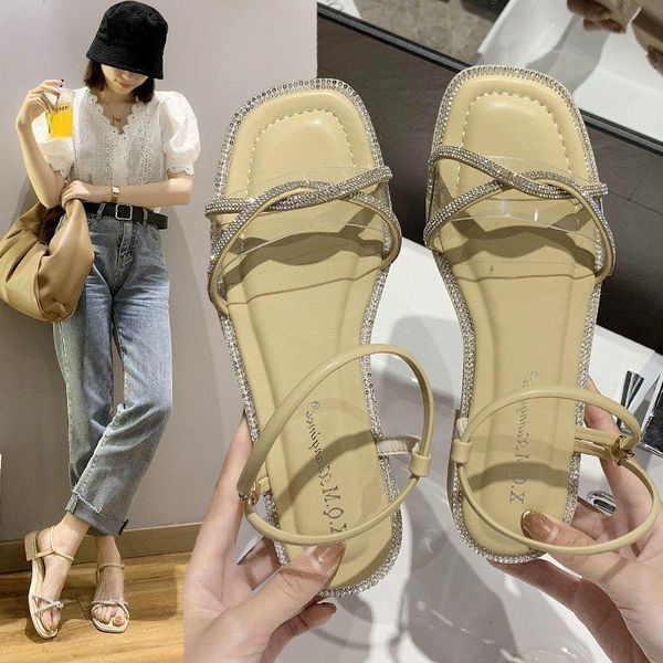sandals 2021 fashion rhinestone flat woman summer women's ladies roman style open toe transparent, Black
sandals 2021 fashion rhinestone flat woman summer women's ladies roman style open toe transparent, Black