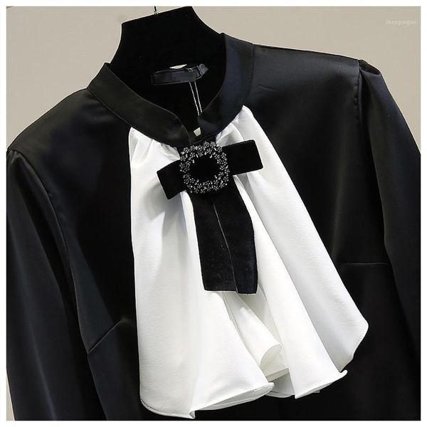 ruffled bow satin shirt women high-end fashion loose female long sleeve stand collar blouses ladies white black women's & shirts
ruffled bow satin shirt women high-end fashion loose female long sleeve stand collar blouses ladies white black women's & shirts