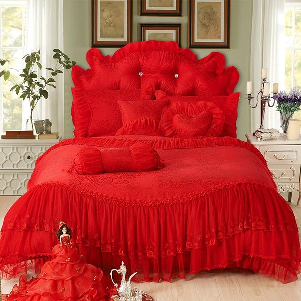 bedding sets 4pcs red pink jacquard cotton luxury wedding set king bed lace duvet cover skirt pillowcase bedclothes
bedding sets 4pcs red pink jacquard cotton luxury wedding set king bed lace duvet cover skirt pillowcase bedclothes