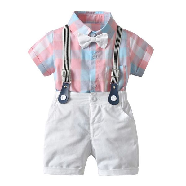 summer baby boy clothes suits gentleman boy short-sleeve plaid shirt +overalls shorts with tie cotton wedding boys clothes set 210226, White
summer baby boy clothes suits gentleman boy short-sleeve plaid shirt +overalls shorts with tie cotton wedding boys clothes set 210226, White