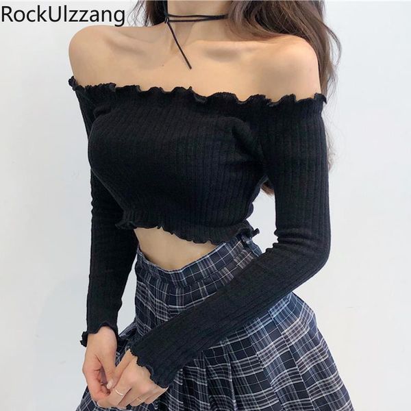 women's t-shirt korean frill ruffles off shoulder slash neck cute knit ribbed cloth crop bandage high street short t shirt aesthetic, White
women's t-shirt korean frill ruffles off shoulder slash neck cute knit ribbed cloth crop bandage high street short t shirt aesthetic, White