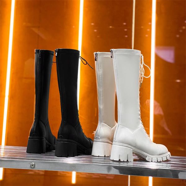 boots autumn women mid calf solid lace up female boot platform thick heels zipper ladies fashion shoe comfortable 2021, Black
boots autumn women mid calf solid lace up female boot platform thick heels zipper ladies fashion shoe comfortable 2021, Black