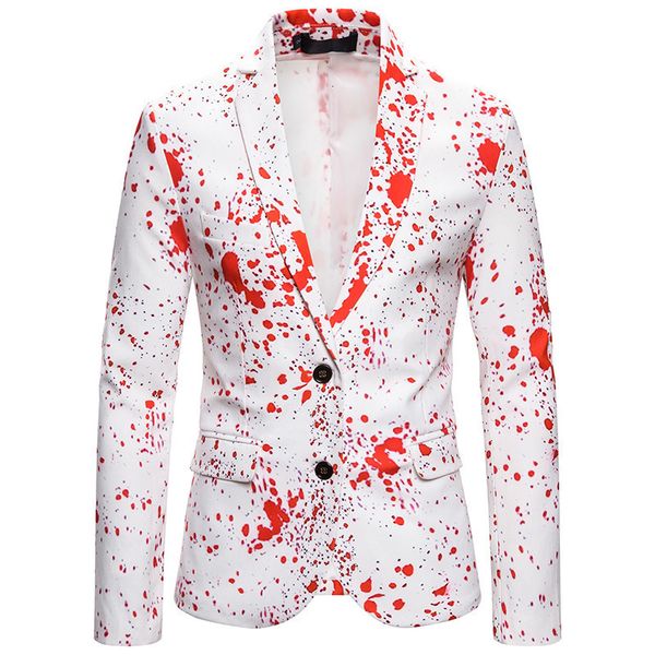 splashing men's ink 3d printing suit men's coat, White;black