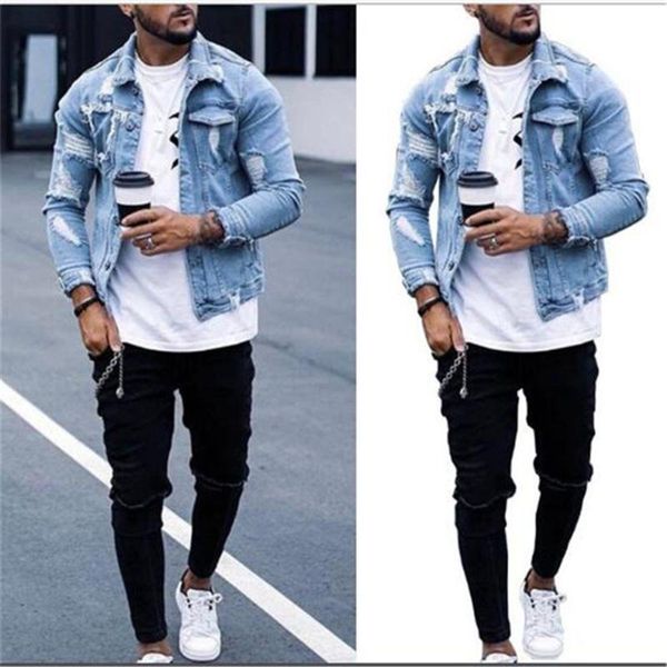 men's jackets 2021 spring autumn clothing denim jacket ripped washed clothes outerwear coats, Black;brown
men's jackets 2021 spring autumn clothing denim jacket ripped washed clothes outerwear coats, Black;brown