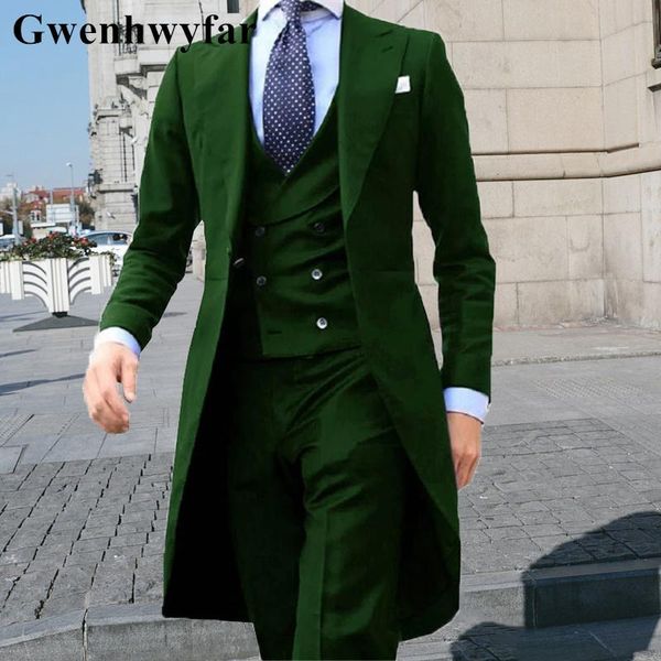 men's suits & blazers gwenhwyfar 2021 autumn army green long tail jacket gentleman suit fashion groom tuxedo wedding ball 3 piece set, White;black
men's suits & blazers gwenhwyfar 2021 autumn army green long tail jacket gentleman suit fashion groom tuxedo wedding ball 3 piece set, White;black
