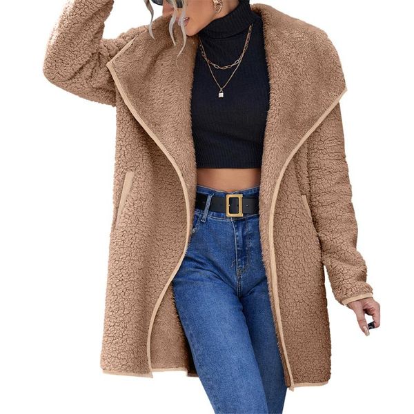 women's wool & blends fleece jacket turn-down collar long sleeve cardigan 2021 fall winter coats for women woolen warm coat outwear, Black
women's wool & blends fleece jacket turn-down collar long sleeve cardigan 2021 fall winter coats for women woolen warm coat outwear, Black