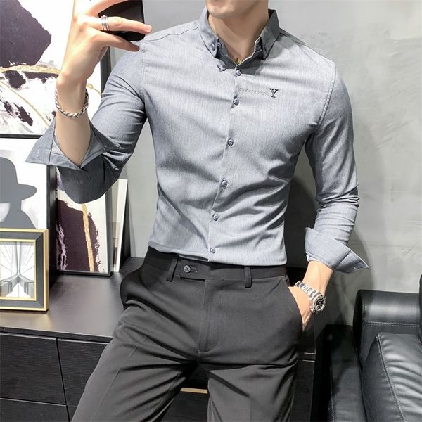 casual business embroidered fine-fitting formal dress shirts solid social colors streetwear manly clothes uljs, White;black
casual business embroidered fine-fitting formal dress shirts solid social colors streetwear manly clothes uljs, White;black
