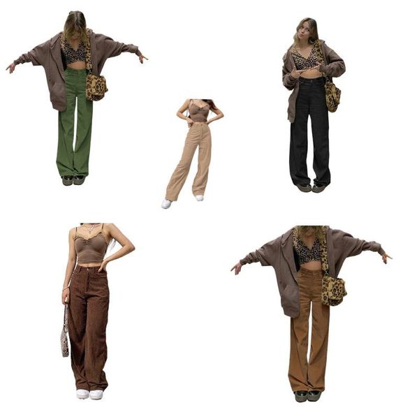 women's pants & capris corduroy floor down feeling wide leg leisure autumn 2021 straight, Black;white 
women's pants & capris corduroy floor down feeling wide leg leisure autumn 2021 straight, Black;white