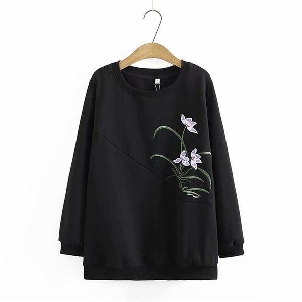 plus size t-shirt xl-4xl women's long sleeved floral embroidery hoodie casual autumn winter hoodies oversized a-line outerwear, Black
plus size t-shirt xl-4xl women's long sleeved floral embroidery hoodie casual autumn winter hoodies oversized a-line outerwear, Black