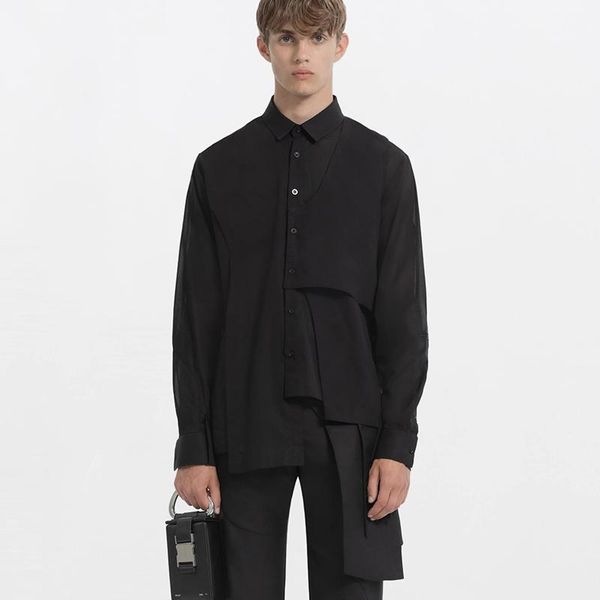 men's casual shirts s-6xl 2021 men women's clothing show irregular design niche individual layered shirt plus size stage costumes, White;black
men's casual shirts s-6xl 2021 men women's clothing show irregular design niche individual layered shirt plus size stage costumes, White;black