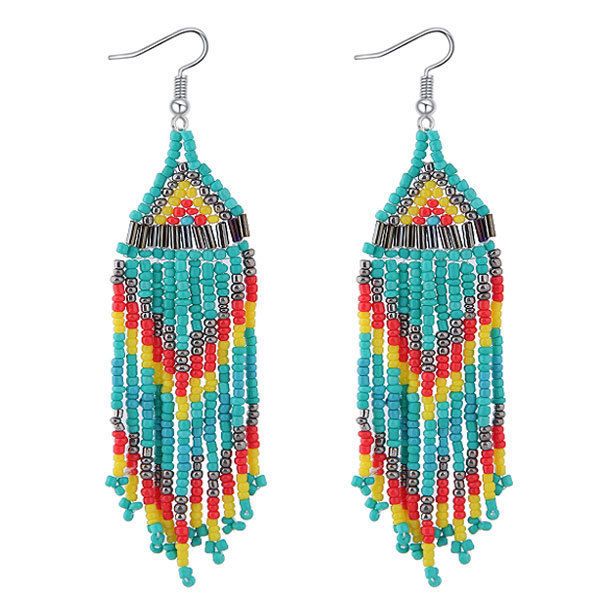 aaa designer jewelry selling bohemian bead color geometric long earrings and earrings accessories, Silver
aaa designer jewelry selling bohemian bead color geometric long earrings and earrings accessories, Silver
