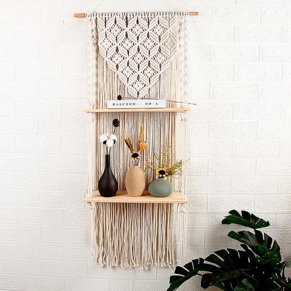 tapestries boho woven wood shelf tapestry 2-layer cotton rope wall floating hanging rack for home decoration
tapestries boho woven wood shelf tapestry 2-layer cotton rope wall floating hanging rack for home decoration