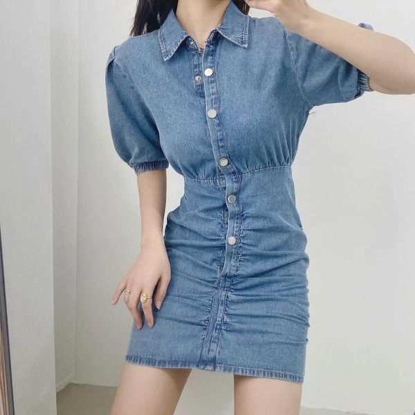 casual dresses blue pleated collar denim dress short sleeve vintage slim 2021 chic style temperament wild streetwear fashion aesthetic, Black;gray
casual dresses blue pleated collar denim dress short sleeve vintage slim 2021 chic style temperament wild streetwear fashion aesthetic, Black;gray