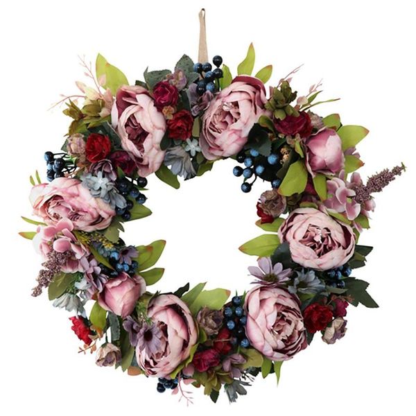 artificial rose peony flower wreath - berry with green leaves spring wreath for front door wedding party wall home decor
artificial rose peony flower wreath - berry with green leaves spring wreath for front door wedding party wall home decor