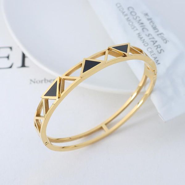 bangle yaonuan light luxury triangle hollowed titanium steel gold plated bracelet for women fashion jewelry wrist accessories wedding, Black
bangle yaonuan light luxury triangle hollowed titanium steel gold plated bracelet for women fashion jewelry wrist accessories wedding, Black