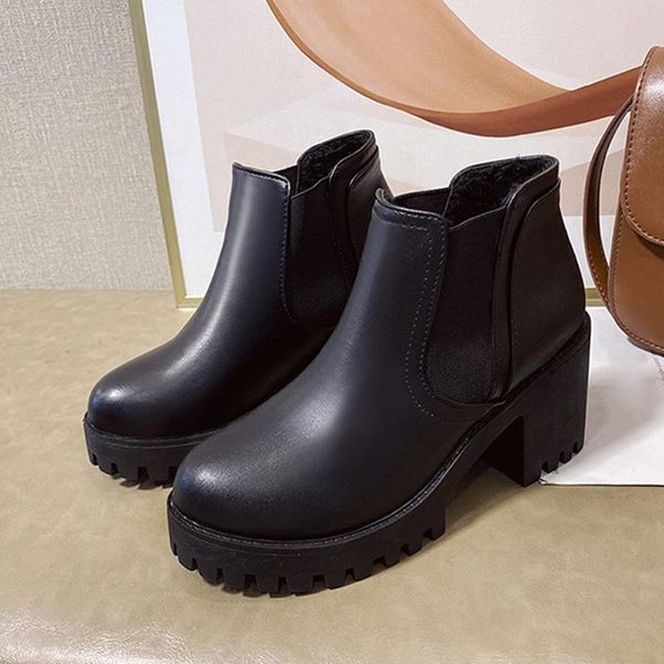 boots woman's ankle thick bottom fashion ladies short concise hoof heels slip on woman footwear round toe female shoes, Black
boots woman's ankle thick bottom fashion ladies short concise hoof heels slip on woman footwear round toe female shoes, Black