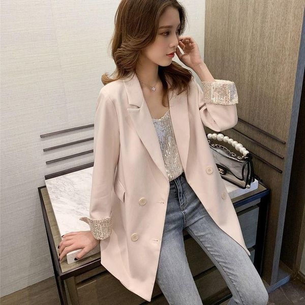2021 spring new style loose suit jacket women casual sequin sleeve black small suit women coat fashion clothing female blazer, White;black
2021 spring new style loose suit jacket women casual sequin sleeve black small suit women coat fashion clothing female blazer, White;black