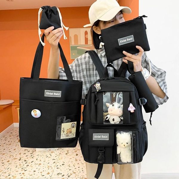 school bags 5-piece fashion women's backpack pure color cute cartoon student schoolbag canvas large capacity lightweight travel backpac
school bags 5-piece fashion women's backpack pure color cute cartoon student schoolbag canvas large capacity lightweight travel backpac