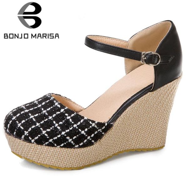 bonjomarisa big size 43 ladies sandals solid buckle round toe platform wedges casual stylsh comfy shoes woman, Black
bonjomarisa big size 43 ladies sandals solid buckle round toe platform wedges casual stylsh comfy shoes woman, Black