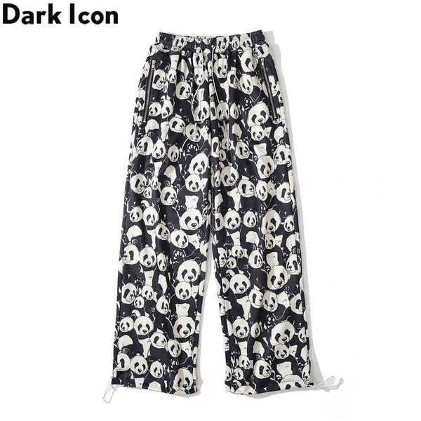 panda full print jogging pants men elastic waist loose men's pants 210603, Black 
panda full print jogging pants men elastic waist loose men's pants 210603, Black