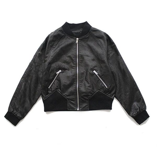 women's leather & faux loose pu jacket spring casual zipper harajuku jackets female, Black
women's leather & faux loose pu jacket spring casual zipper harajuku jackets female, Black