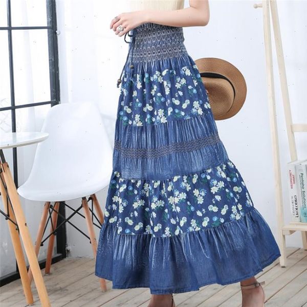 high waist long denim skirt women vintage maxi pleated skirt casual elegant elastic floral jean skirt jupe femme ds50663, Black
high waist long denim skirt women vintage maxi pleated skirt casual elegant elastic floral jean skirt jupe femme ds50663, Black