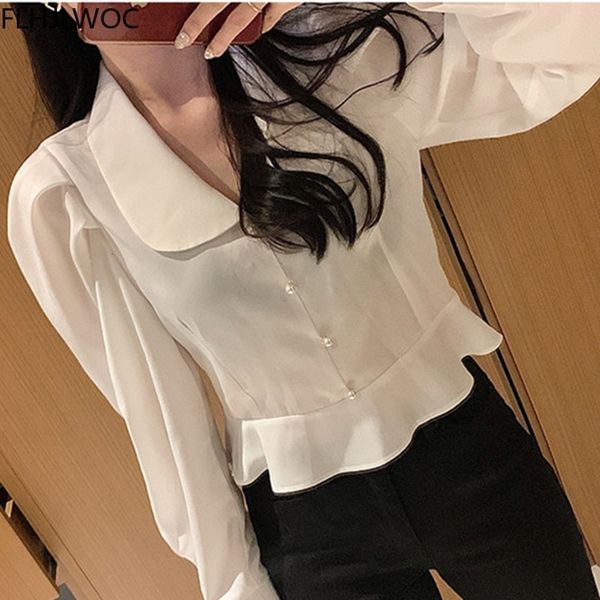 women's knits & tees spring ruffled corp and blouses women cute chic korea solid white black peter pan collar single breasted
women's knits & tees spring ruffled corp and blouses women cute chic korea solid white black peter pan collar single breasted