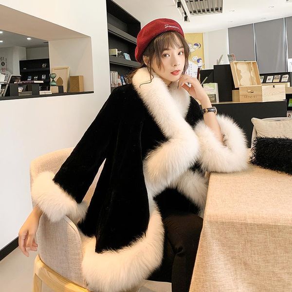 women's fur & faux 2021 fall winter coat warm fluffy jacket imitation mink velvet thickened cloak shawl fashion female plush, Black
women's fur & faux 2021 fall winter coat warm fluffy jacket imitation mink velvet thickened cloak shawl fashion female plush, Black