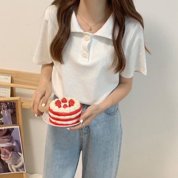 sweet student polo shirt elegant lapel t-shirt for women 2021 new summer loose all-match short sleeve fashion elegant tshirt, White
sweet student polo shirt elegant lapel t-shirt for women 2021 new summer loose all-match short sleeve fashion elegant tshirt, White