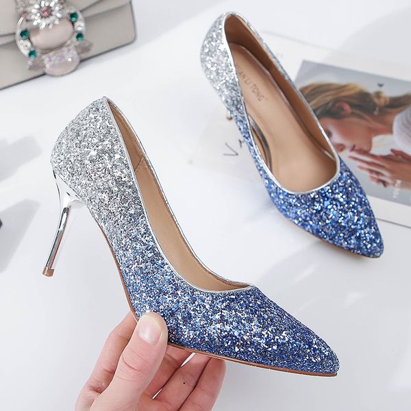 gradient sequin high heels pointed toe shallow mouth womens shoes skinny stilettos night club style pumps fashion, Black
gradient sequin high heels pointed toe shallow mouth womens shoes skinny stilettos night club style pumps fashion, Black