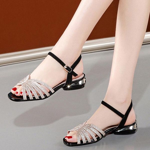 sandals women's summer style mid-heel shoes temperament ladies low-heel flat thick-heeled, Black
sandals women's summer style mid-heel shoes temperament ladies low-heel flat thick-heeled, Black