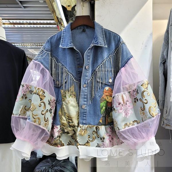 women's jackets fashion brand denim jacket ladies mesh lantern sleeves beading tassel hollow out lace embroidery flower loose women jea, Black;brown
women's jackets fashion brand denim jacket ladies mesh lantern sleeves beading tassel hollow out lace embroidery flower loose women jea, Black;brown
