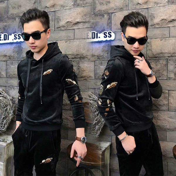 2021 new male sport suit autumn and korean models with hoodie veet embroidered gold jacket two parts winter jacketn1i8, Gray
2021 new male sport suit autumn and korean models with hoodie veet embroidered gold jacket two parts winter jacketn1i8, Gray