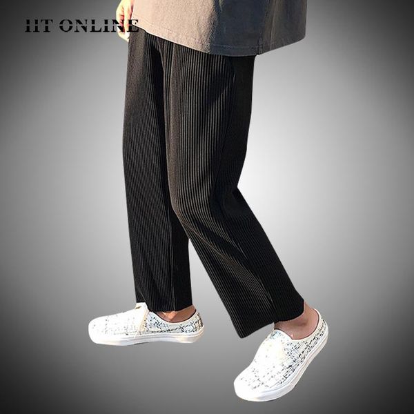 men's pants spring autumn pleated straight men elastic waist fashion casual retro loose ice silk wide leg trousers male, Black
men's pants spring autumn pleated straight men elastic waist fashion casual retro loose ice silk wide leg trousers male, Black