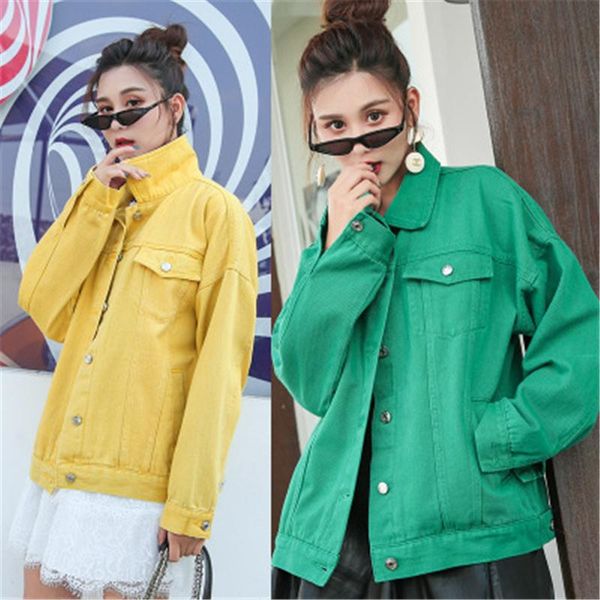 women's jackets denim jacket 2021 spring autumn fashion candy color loose lapel long sleeve trendy 088, Black;brown
women's jackets denim jacket 2021 spring autumn fashion candy color loose lapel long sleeve trendy 088, Black;brown
