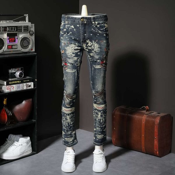 autumn new embroidery jeans men's print slim elastic leggings casual personality handsome long pants fashion brandwinter, Blue
autumn new embroidery jeans men's print slim elastic leggings casual personality handsome long pants fashion brandwinter, Blue