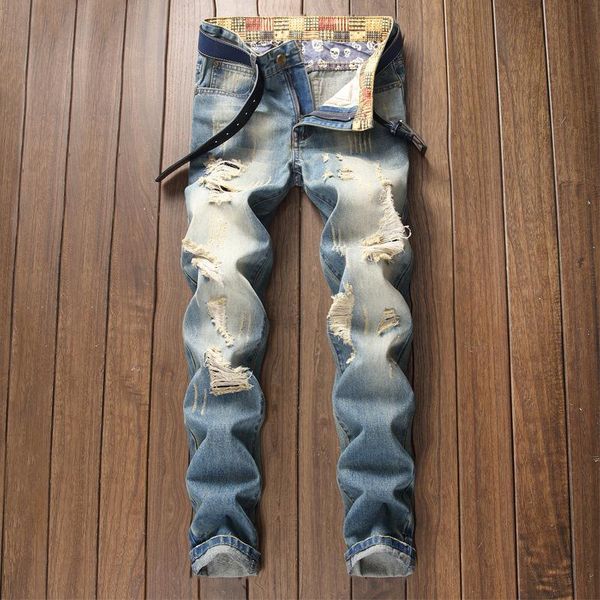 men's jeans wimilous wash and wear small hole straight no elastic fashion trousers, 804, Blue
men's jeans wimilous wash and wear small hole straight no elastic fashion trousers, 804, Blue