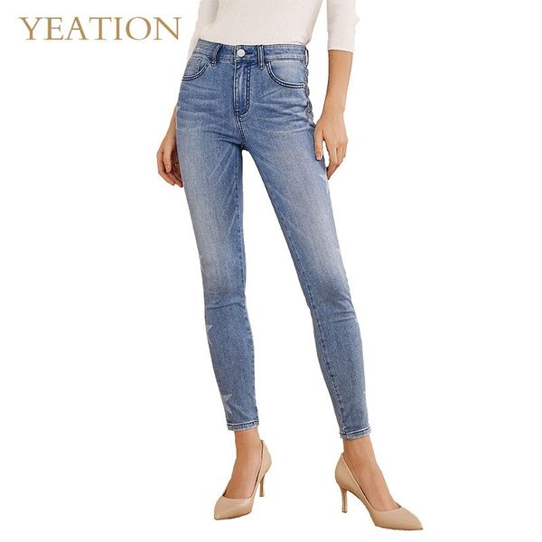 women's jeans yeation for women denim pants body imitation cowboy slim leggings fitness, Blue