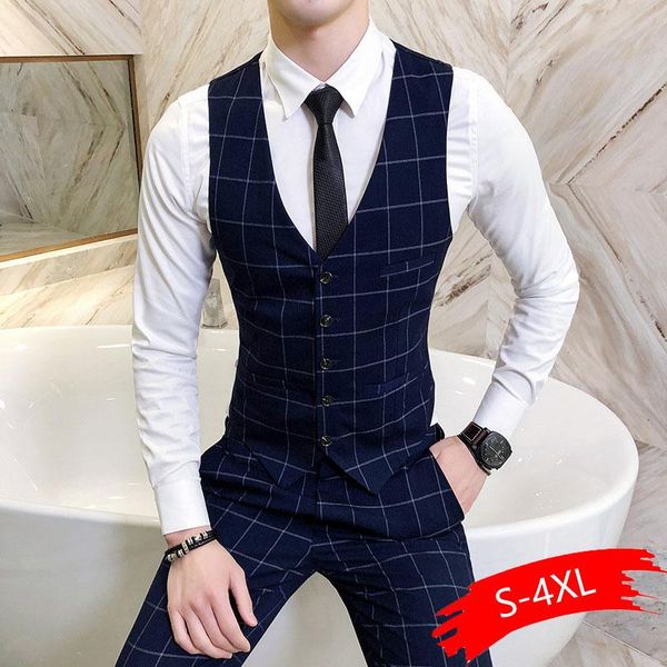 men's vests 2021 fashion boutique quality grid wedding dress waistcoat suits vest men business slim v-neck, Black;white
men's vests 2021 fashion boutique quality grid wedding dress waistcoat suits vest men business slim v-neck, Black;white