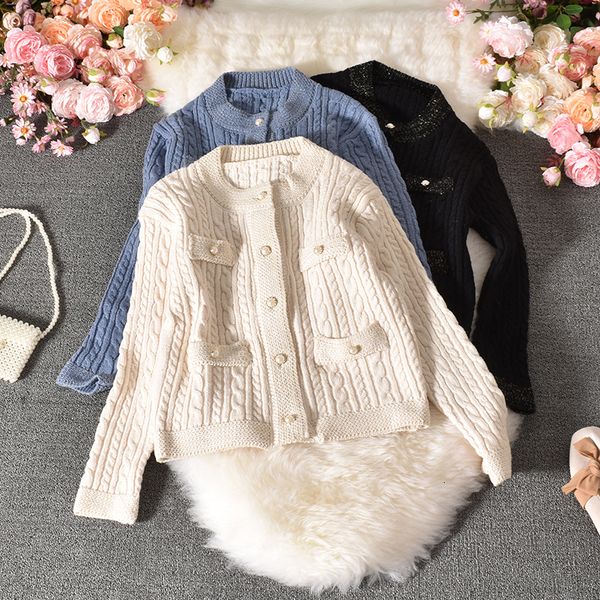 2021 new korean style autumn winter coats women short cardigan sweater ladies single breasted pull knitted sweaters harajuku 9yza, White;black
