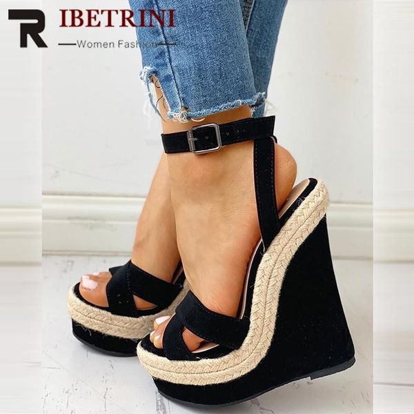 sandals ribetrini ins women platform high wedges shoes straw heel buckle heels summer party, Black
sandals ribetrini ins women platform high wedges shoes straw heel buckle heels summer party, Black