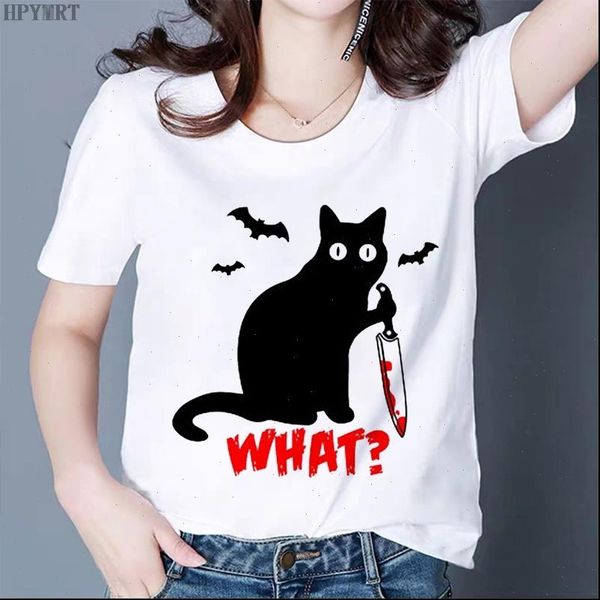 black cat what printed t shirt women murderous cat knife funny t shirt summer harajuku short sleeve large size tshirt, White
black cat what printed t shirt women murderous cat knife funny t shirt summer harajuku short sleeve large size tshirt, White