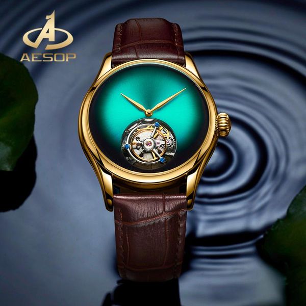 wristwatches aesop 316l golden stainless steel case double-sided sapphire glass watch real tourbillon mechanical men's waterproof clock, Slivery;brown
wristwatches aesop 316l golden stainless steel case double-sided sapphire glass watch real tourbillon mechanical men's waterproof clock, Slivery;brown